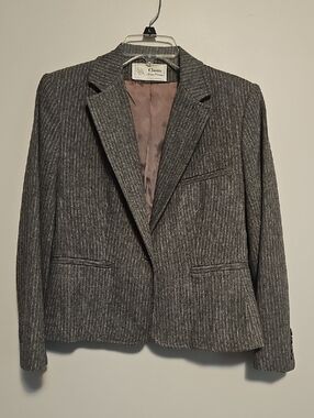 Evan Picone Vintage Wool Gray Pinstripe Women's Blazer